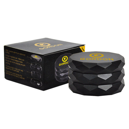 Gordon Diamond Surface Aluminum Alloy Herb Grinder, Black 50 mm Smoker Grinder, 4 Lay Easy Clean Herb Grinders